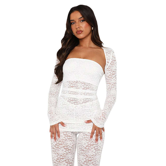 Party Dresses | Long Pant Three Piece White Suit - Gorgeous Feather