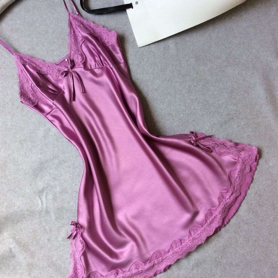 Sleepwear | Satin Night Dress Purple/L - Gorgeous Feather