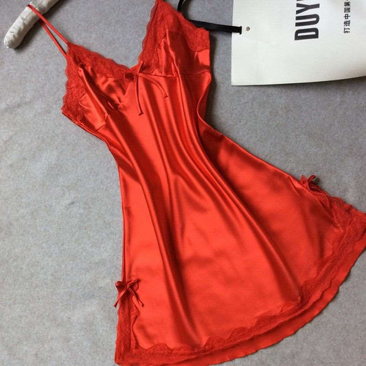 Sleepwear | Satin Night Dress Red - Gorgeous Feather