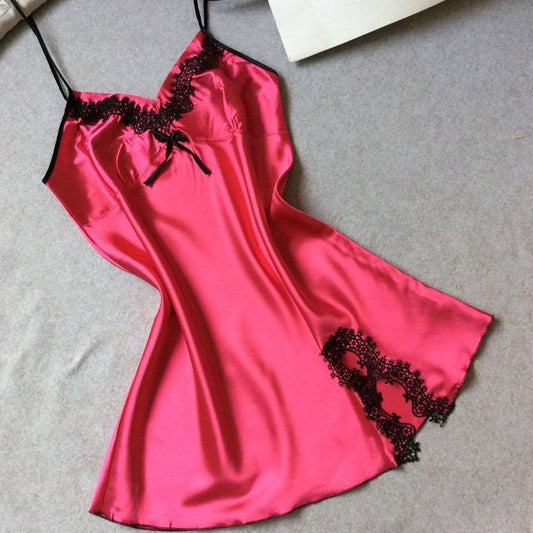 Sleepwear | Satin Night Dress Redish - Gorgeous Feather
