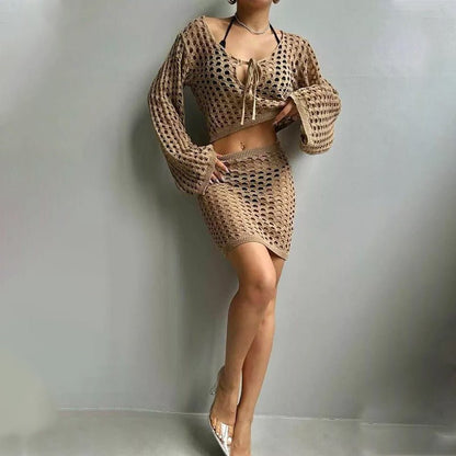 Swimsuit | Cover - Up Suit Bikini Set Brown - Gorgeous Feather