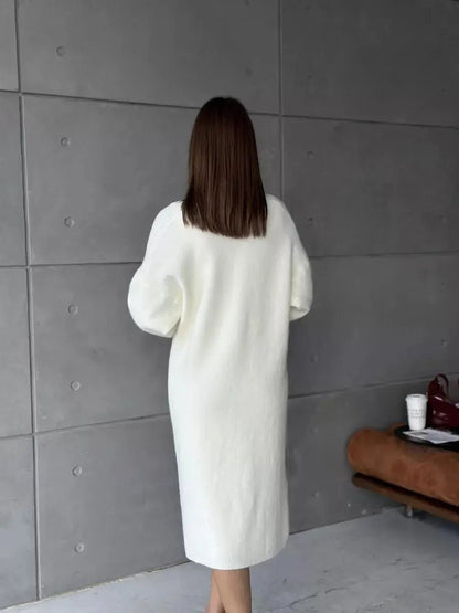 Winter Dress Knitted Long Sleeve Dress Cardigan Set - Gorgeous Feather