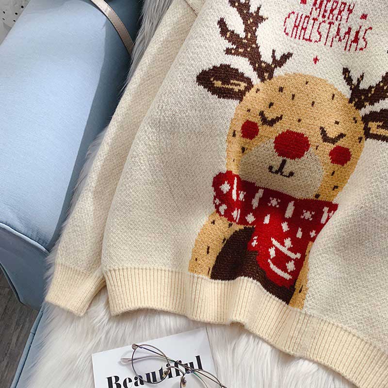 Winter Top Women's Padded Christmas Elk Sweater - Gorgeous Feather