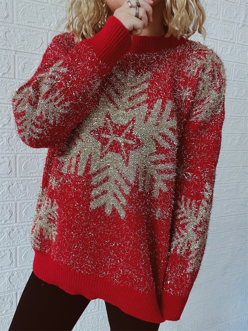Winter Tops Snowflake Elk Funny Christmas Sweater - Gorgeous Feather