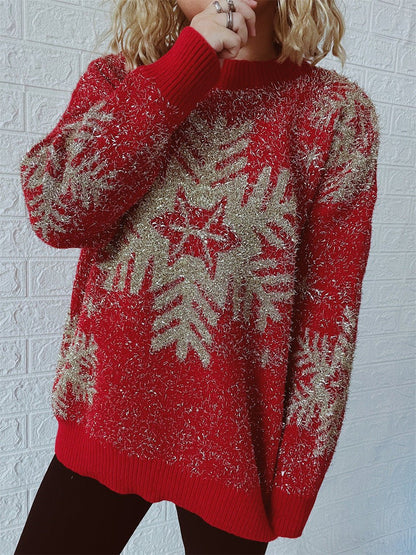 Winter Tops Snowflake Elk Funny Christmas Sweater - Gorgeous Feather