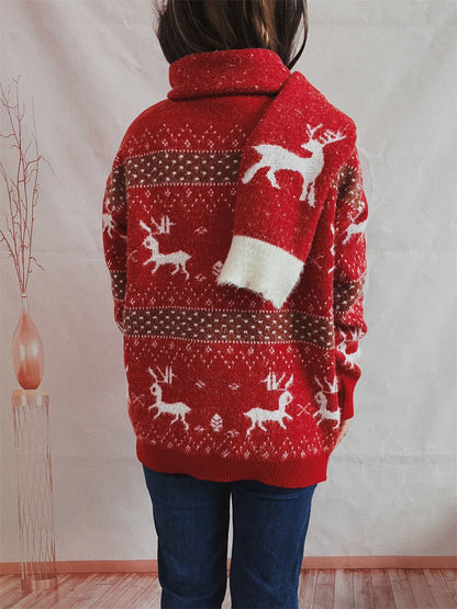 Winter Tops Snowflake Funny Christmas Sweater with Scarf - Gorgeous Feather