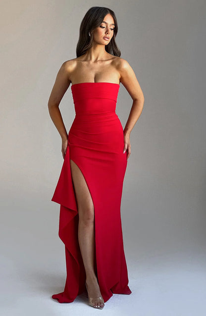 Strapless Mermaid Split Long Dress