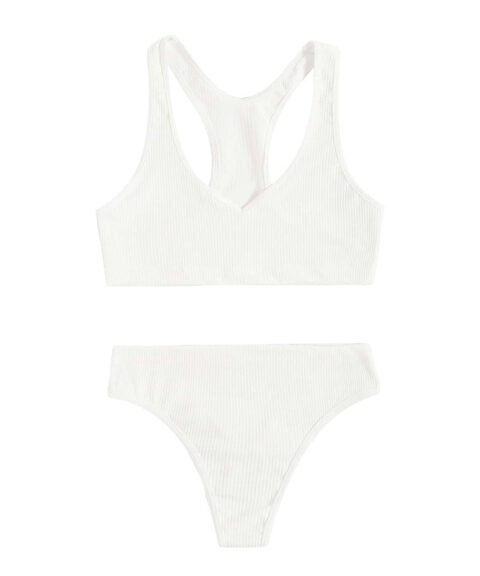 White Ribbed Bra & Brief Set
