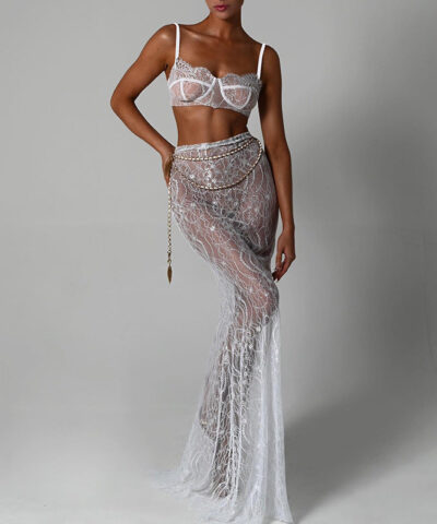 Maxi Dress | Lace Sling Backless Long Dress White