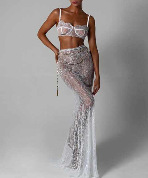 Maxi Dress | Lace Sling Backless Long Dress White