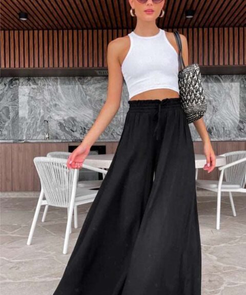 Wide Leg Pants | Casual Fashion Black