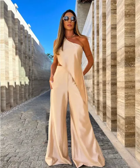 Wide Leg Pants | Casual Two-piece Suit Apricot