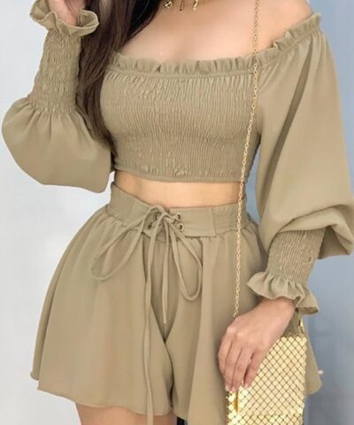 Casual Dresses | Ruffle Off Shoulder Two Pcs Suit
