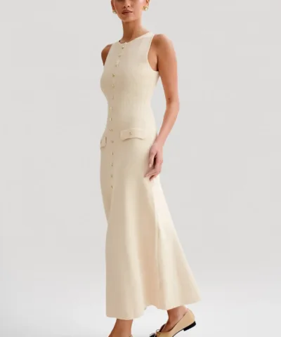 Elegant Knitted Sleeveless Long Maxi Dress