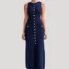 Elegant Knitted Sleeveless Long Maxi Dress - Gorgeous Feather