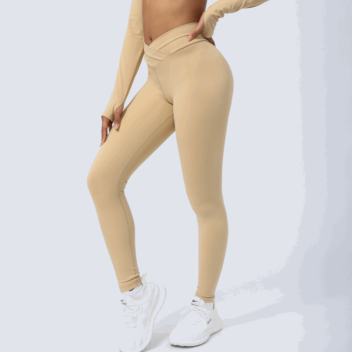 images Legging | Cross Stitching Light Brown - Gorgeous Feather