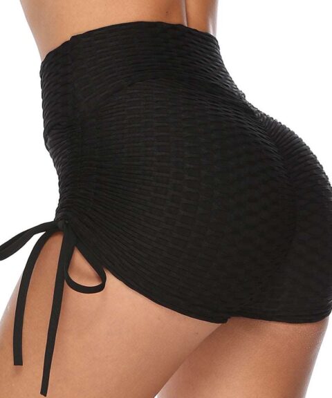 High-Waisted Honeycomb Shorts with Side Ties
