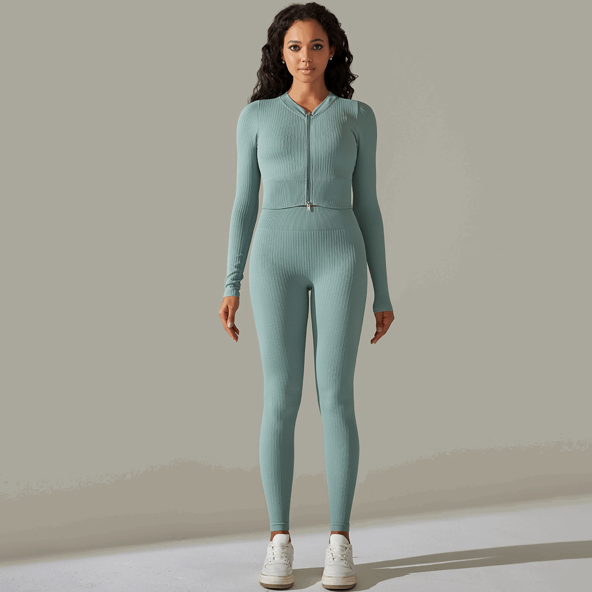 Legging | Seamless Legging and Zipper Top - Gorgeous Feather