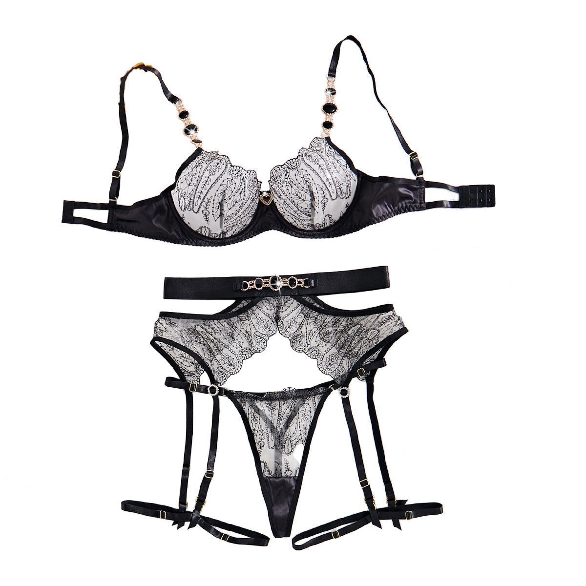 images Lingerie Set Gem Stud Underwear Set - Gorgeous Feather