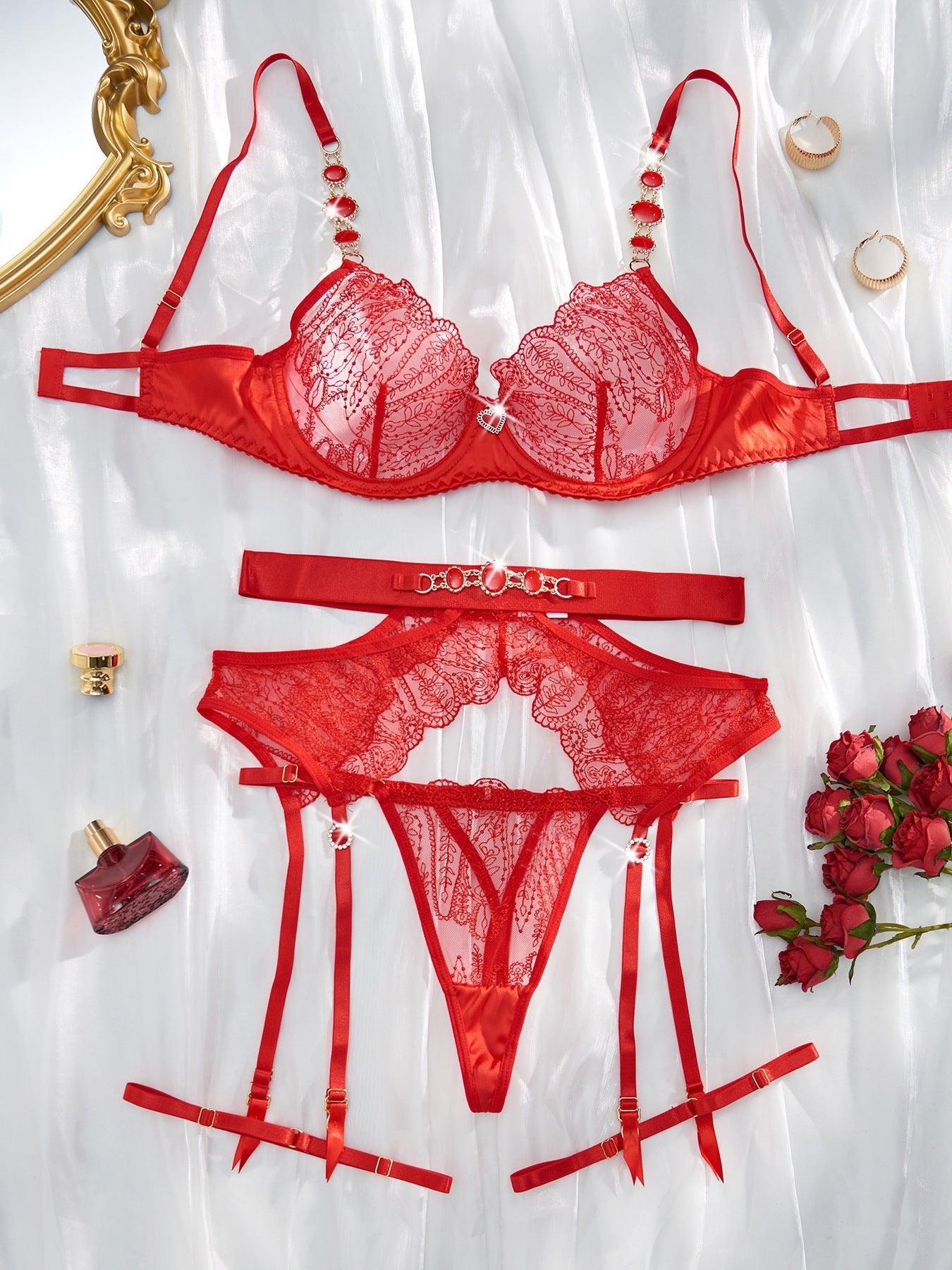 images Lingerie Set Gem Stud Underwear Set - Gorgeous Feather