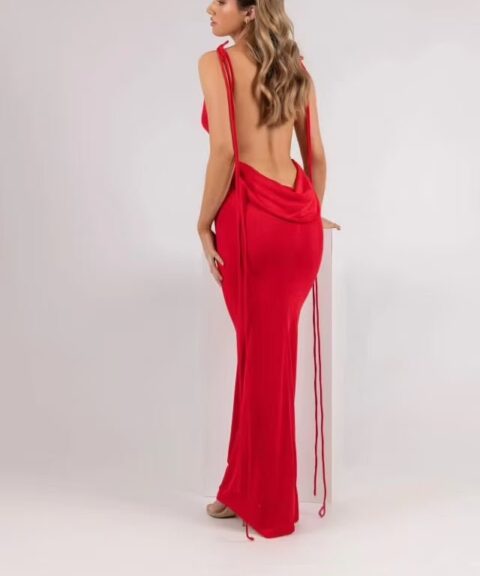Maxi Dress | Backless Bodycon Dress Red - Gorgeous Feather