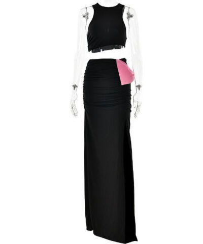 Maxi Dress | Cropped Tank Top High Waist Black