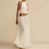 Maxi Dress | Halter Top Pleated Long Dress - Gorgeous Feather