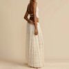 Maxi Dress | Halter Top Pleated Long Dress - Gorgeous Feather