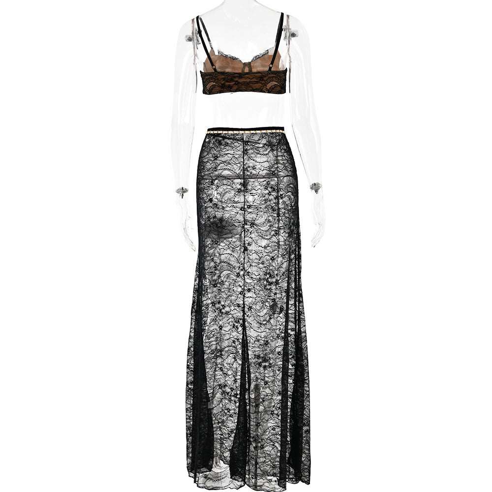 Maxi Dress | Lace Sling Backless Long Dress Black - Gorgeous Feather