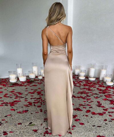 Maxi Dress | One - shoulder Backless Split - Gorgeous Feather