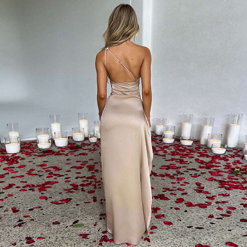 Maxi Dress | One - shoulder Backless Split - Gorgeous Feather