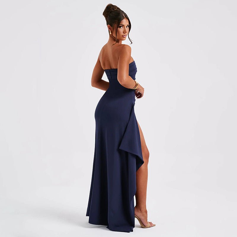 Maxi Dress | Strapless Split Mermaid Dress N/Blue - Gorgeous Feather