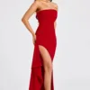 Maxi Dress | Strapless Split Mermaid Dress Red - Gorgeous Feather