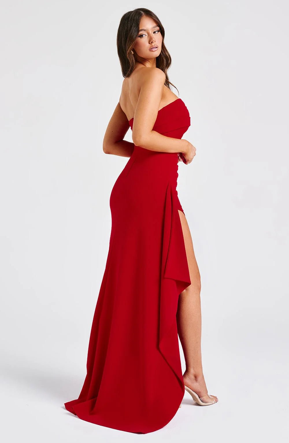 Maxi Dress | Strapless Split Mermaid Dress Red - Gorgeous Feather
