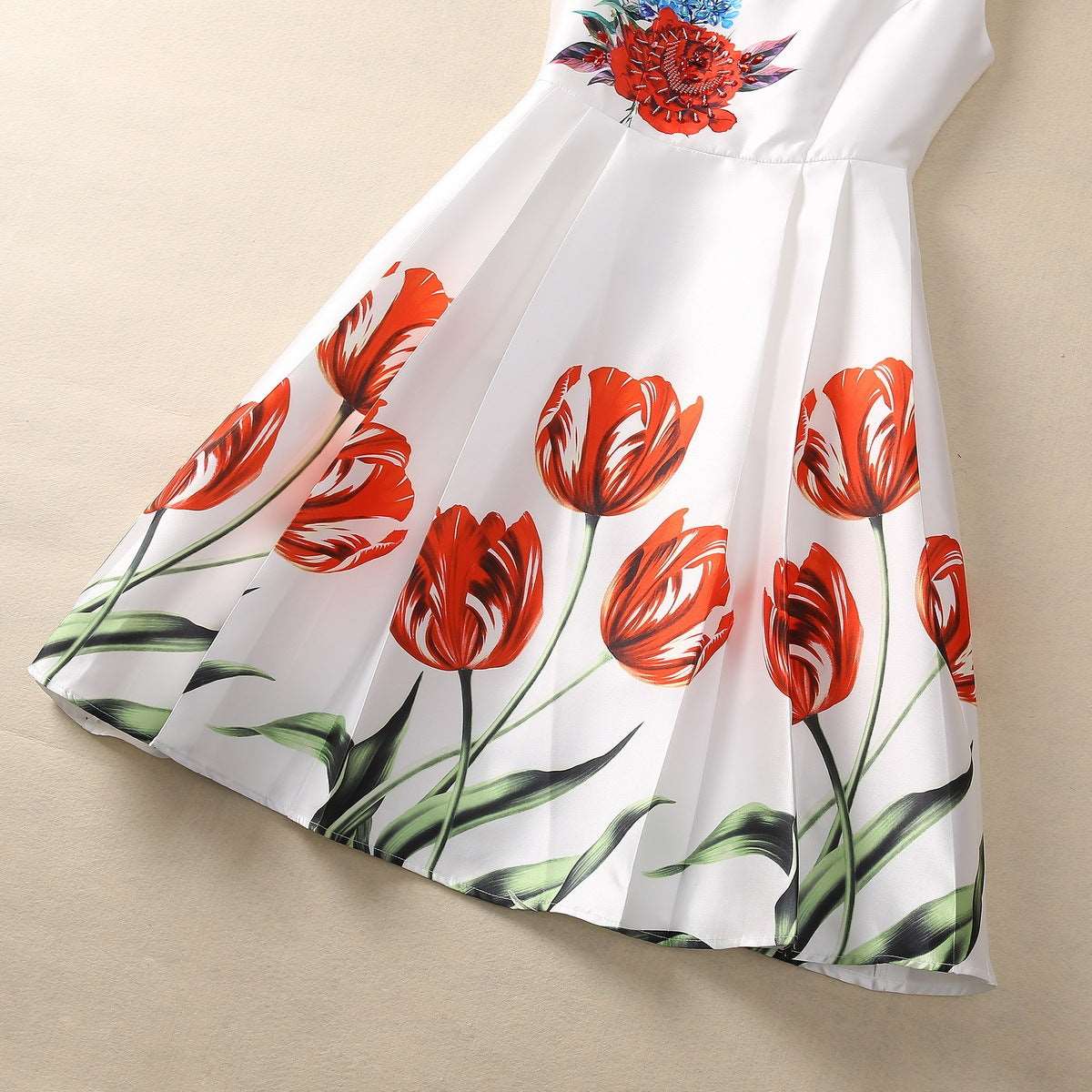 Midi Dress | Handmade Beaded Pleated Dress - Gorgeous Feather