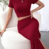 Midi Dress | High Waist Side Slim Fit Dress - Gorgeous Feather