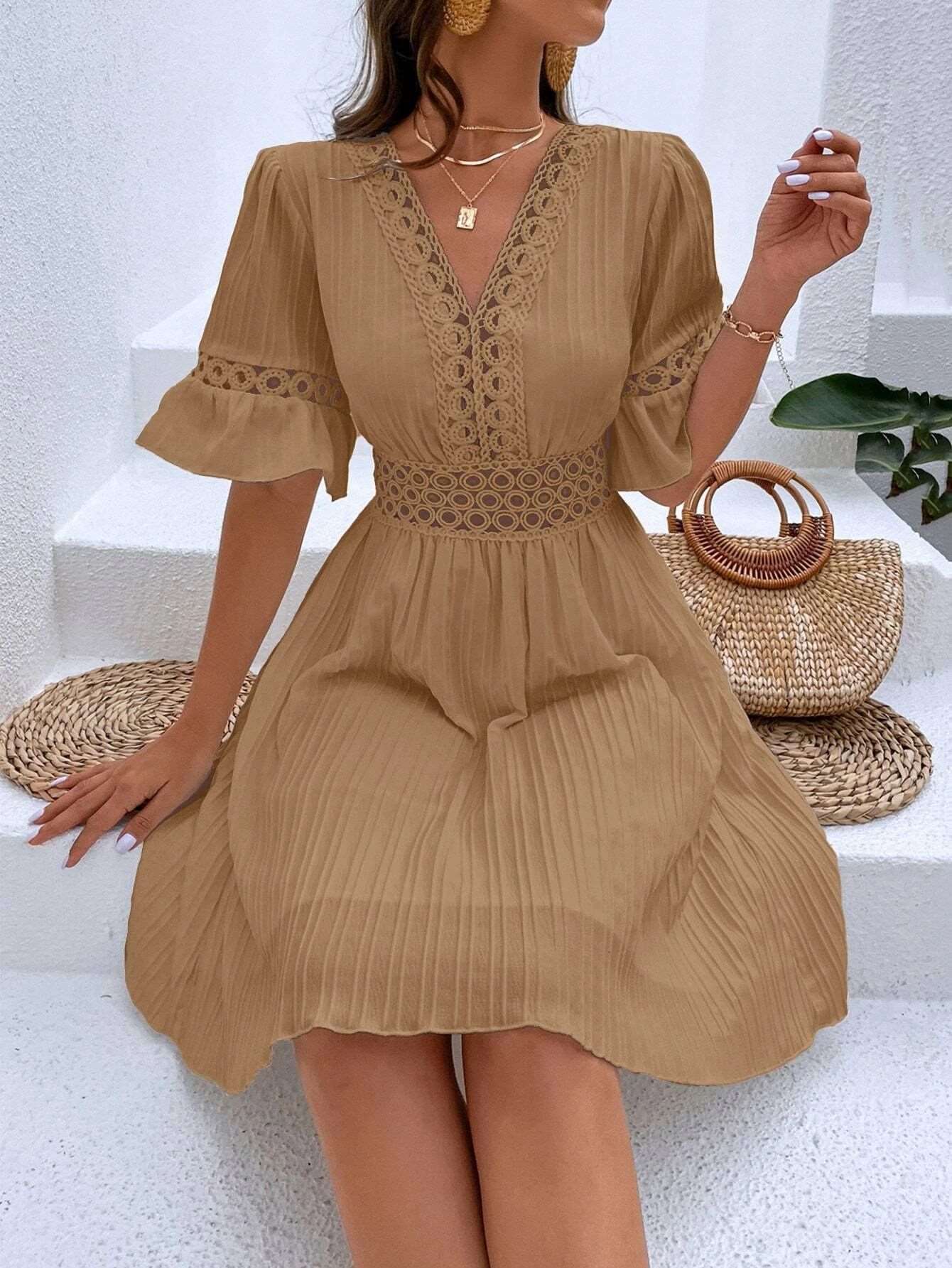 Midi Dress | Patchwork Lace Fashion - Gorgeous Feather