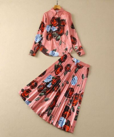 Midi Dress | Pleated Skirt Fashion Suit - Gorgeous Feather