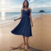Midi Dress | Summer Sleeveless Sling Pleated Dress - Gorgeous Feather