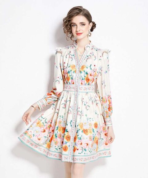 Midi Dress | Vintage Court Style Lantern Sleeve