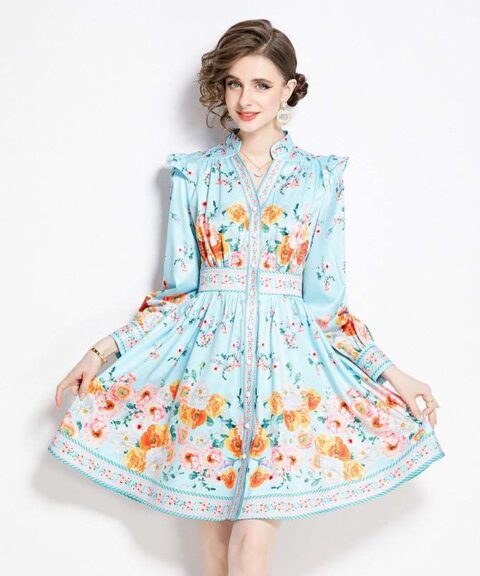 Midi Dress | Vintage Court Style Lantern Sleeve