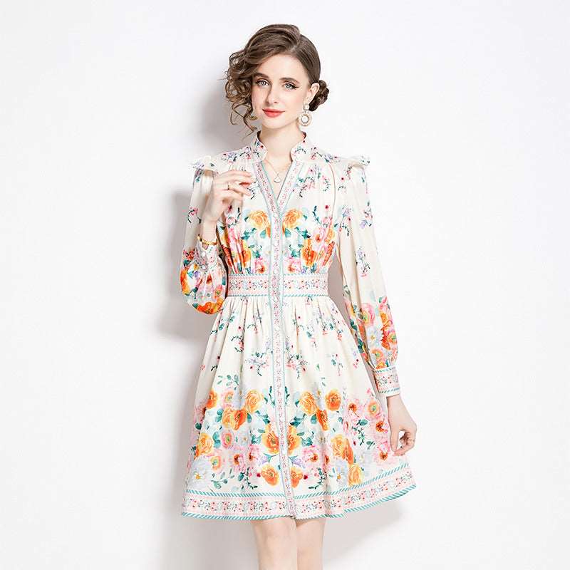 Midi Dress | Vintage Court Style Lantern Sleeve - Gorgeous Feather