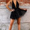 images Mini Dress | Backless Sequin - Black - Gorgeous Feather