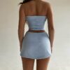 images Mini Dress | Strapless Tube Top Two Pcs Set Blue - Gorgeous Feather