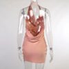 Mini Dress | V Neck Backless Bodycon Dress Pink - Gorgeous Feather