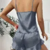 Pajama Set | Silky Satin Three pcs Set Grey - Gorgeous Feather