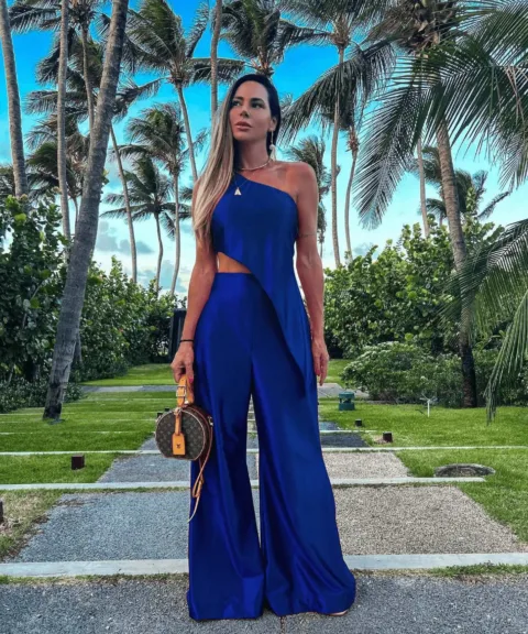 Wide Leg Pants | Casual Two-piece Suit Dark Blue