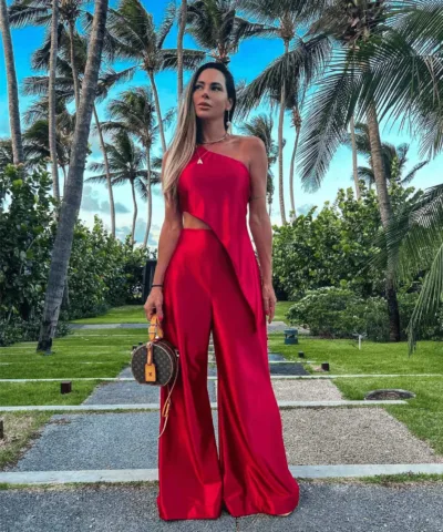 Wide Leg Pants | Casual Two-piece Suit Wine Red