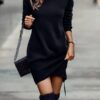 winterdresseselegantlongsleevehighneckdressgorgeousfeather282657 Winter Dresses Elegant Long Sleeve High Neck Dress Gorgeous Feather