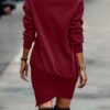 Winter Dresses Elegant Long Sleeve High Neck Dress - Gorgeous Feather